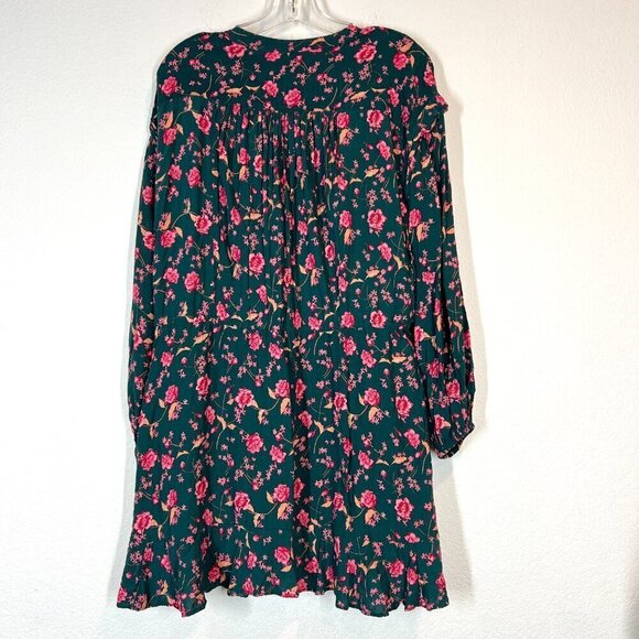 Free People Floral Mini Dress Green Pink XS - Picture 6 of 13